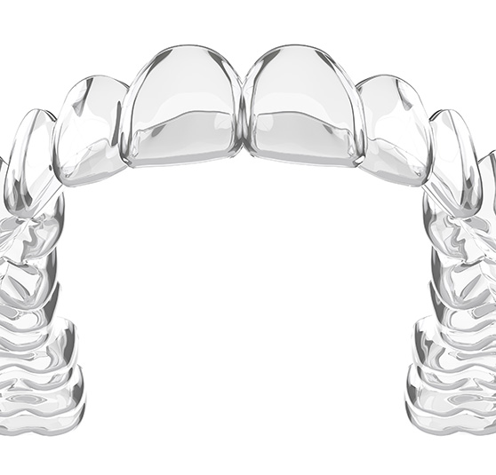 A digital image of an Invisalign aligner for top teeth